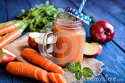 Fresh carrot and apple smoothie Stock Photo