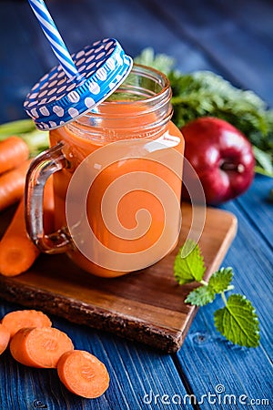 Fresh carrot and apple smoothie Stock Photo
