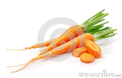 Fresh carrot fruits with green leaves Stock Photo