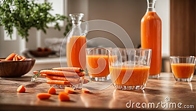 Fresh carrot juice kitchen drink ingredient detox tasty superfood product breakfast refreshing delicious concept vintage Stock Photo