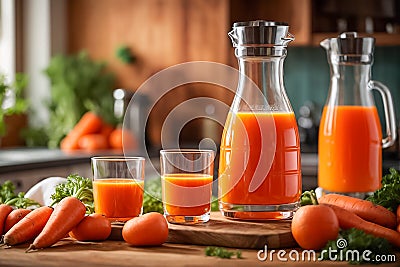 Fresh carrot juice kitchen drink ripe detox tasty detox superfood product breakfast refreshing delicious concept vintage Stock Photo