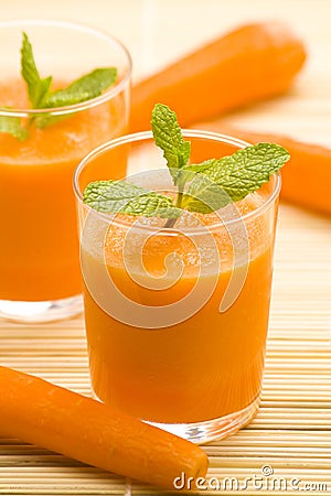 Fresh carrot juice and mint Stock Photo