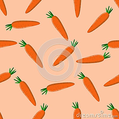 Fresh carrots vegetable isolated on yellow background Cartoon Illustration
