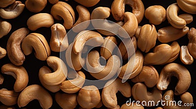 Fresh Cashew Nuts on Seamless Background Stock Photo