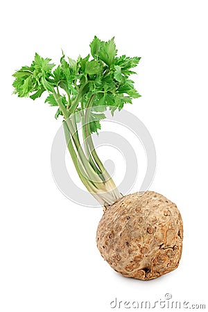 Fresh celery root with leaf isolated on white background Stock Photo