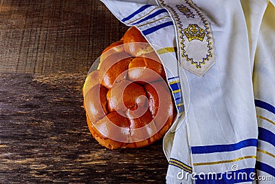 Fresh challah bread for shabbat Stock Photo