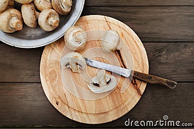 Fresh champignon mushhrooms Stock Photo