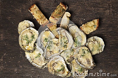 Fresh Char-Grilled Oysters Stock Photo