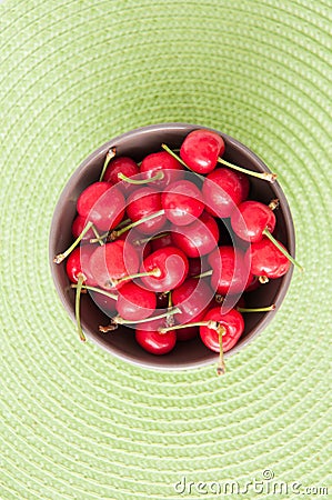 Fresh cherries bowl Stock Photo