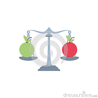 fresh cherries fruits in balance symbol Cartoon Illustration