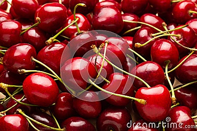 Fresh cherry background.Fruit background.Top view. Stock Photo