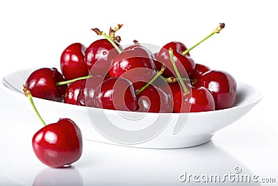 Fresh cherry berries in a plate Stock Photo