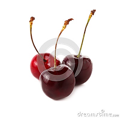 Fresh Cherry, Cherries isolated on white Background Stock Photo