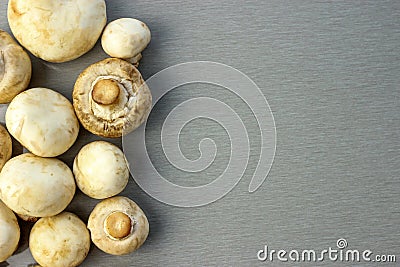 Fresh chestnut mushrooms on the table, copy space Stock Photo