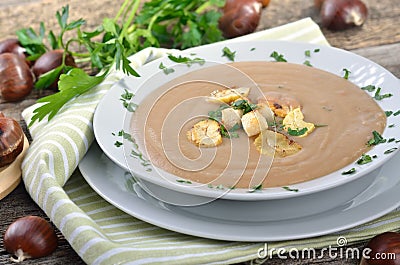 Fresh chestnut soup Stock Photo