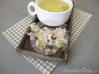 Fresh chestnut tea from horse chestnut flowers Stock Photo