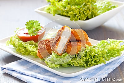 Fresh chicken nuggets Stock Photo