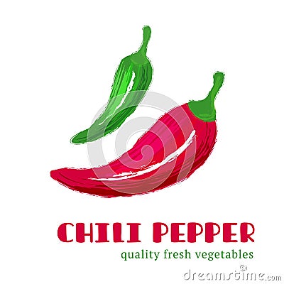 Fresh chili pepper isolated on white background. Vector Illustration