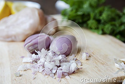 Fresh Chopped Shallots Stock Photo