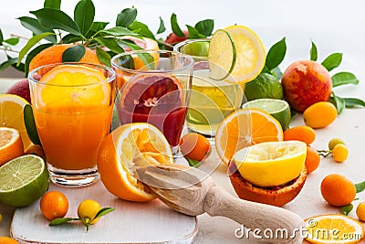 Fresh citrus juices Stock Photo