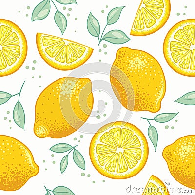 Fresh citrus lemon pattern design. Vector Illustration