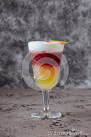 Fresh cocktail with orange and ice. Alcoholic, non-alcoholic drink-beverage Stock Photo