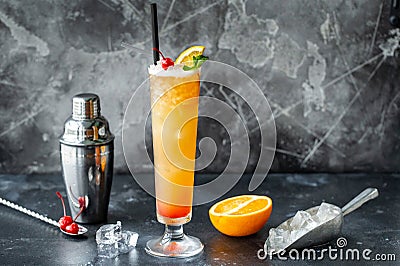 Fresh cocktail orange mint ice Stock Photo