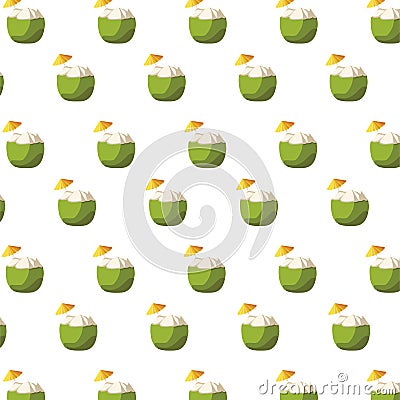 fresh coconuts cocktails fruits pattern Cartoon Illustration