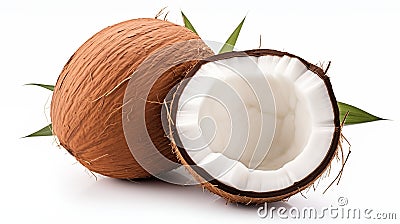 Fresh Coconuts on a white background Stock Photo