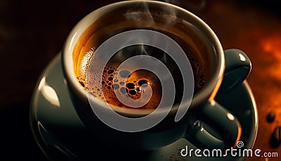 Fresh coffee aroma, steamy cappuccino in mug generated by AI Stock Photo