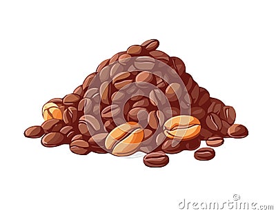 Fresh coffee bean heap, hand drawn illustration Cartoon Illustration