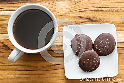 Fresh coffee and caramels Stock Photo