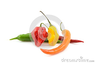 Fresh colored hot peppers Stock Photo