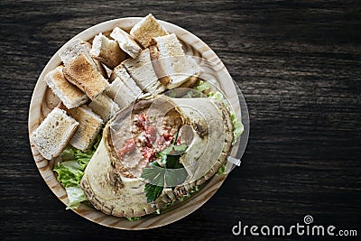 Fresh crab seafood cream mousse with toast tapas snack Stock Photo