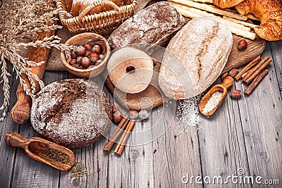 Fresh crispy breads baking of loaf and Stock Photo