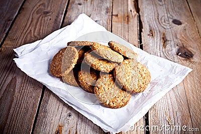 Fresh crispy oat cookies Stock Photo