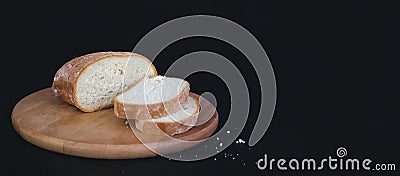 Fresh, crispy, rye bread. Slicing delicious bread Stock Photo