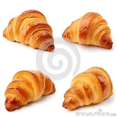 Fresh croissant from bakery, isolated on white background Stock Photo