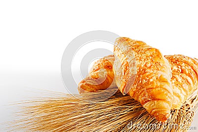 Fresh croissants with cheese. traditional hommade french pastries for breakfast Stock Photo