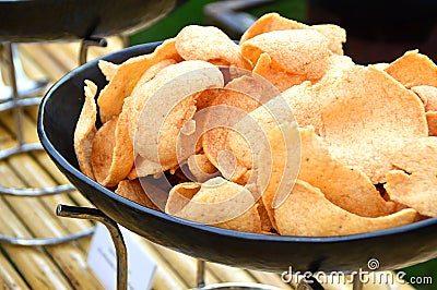 Fresh crunchy prawn crackers Stock Photo