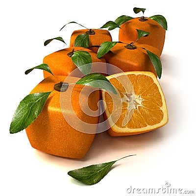 Fresh cubic oranges Stock Photo