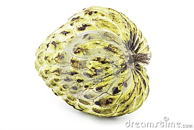 Fresh Custard Apple or Ripe Sugar Apple Fruit Annona, sweetsop Isolated on white background on with clipping path / well-branch Stock Photo