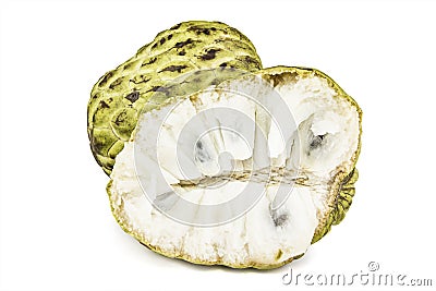 Fresh Custard Apple or Ripe Sugar Apple Fruit Annona, sweetsop on white background on with clipping path / well-branch Stock Photo