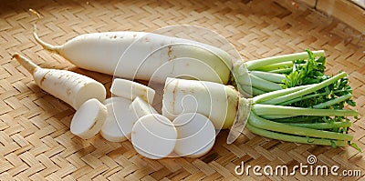 Fresh daikon radishes vegetable Stock Photo