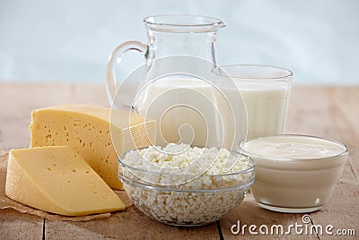 Fresh dairy products Stock Photo