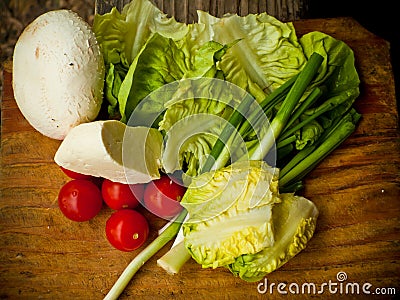 Fresh dairy and vegetables Stock Photo