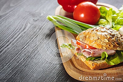 A fresh deli sandwich with ham Stock Photo