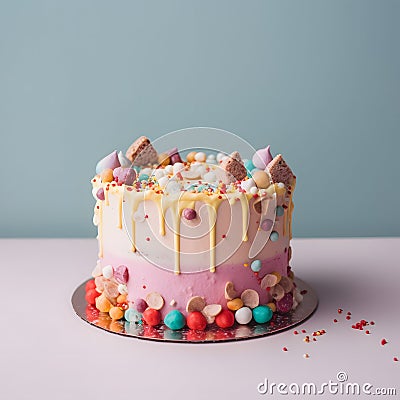 Fresh delicious birthday cake Stock Photo