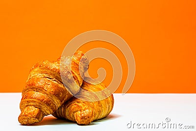 Fresh and delicious croissants isolated. French breakfast concept Stock Photo