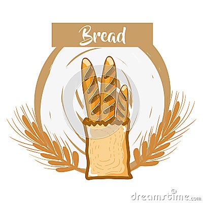 Fresh and delicious french bread of wheat Vector Illustration